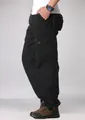 Pantaloni cargo neri da uomo con tasche multiple e vestibilità dritta rilassata per il tempo - Nero
