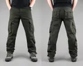 Men's army green cotton cargo pants, detailed front and back view with multi-pockets - 29 / Bottoms / Dark Army Green