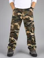 Detailansicht robuster Baumwoll-Cargohose im Camouflage-Stil mit praktischen Taschen - 38 / Khaki Camouflage (Unterteil)