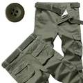 Classic army green men's multi-pocket cargo pants featuring a matching woven belt - 29 / Bottoms / 8-Pocket Grass Green