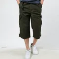 Loose fit army green men's thin cargo 3/4 length shorts for casual outdoor wear - 4XL / Bottoms / Army Green