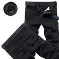 Premium black multi-pocket cargo pants for men featuring a matching woven belt - 29 / Bottoms / Black (8 Pockets)
