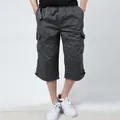 Men's dark grey loose multi-pocket cargo shorts for summer outdoor leisure sports - 4XL / Bottoms / Gray
