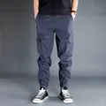 Premium men's dark grey ice silk cargo joggers with a relaxed fit for cool summer wear. - M 100-130 Jin / Bottoms / Dark Gray (Summer Thin)