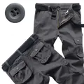 Men's dark gray multi-pocket cargo pants featuring a loose fit and included tactical belt - 29 / Bottoms / Grey (6 Pockets)