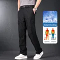 Schwarze Herren-Cargo-Hose aus Eisseide, schnelltrocknend für Sommeraktivitäten - M / Unterteile / Schwarz