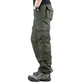 Strapazierfähige grüne Herren-Cargohose mit mehreren Taschen und lockerer Passform - 38 / Armeegrau (Unterteil)