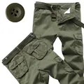 Rugged men's olive green multi-pocket cargo pants with matching belt SKU variant - 29 / Bottoms / Grass Green (6 Pockets)