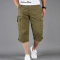 Men's loose multi-pocket cargo shorts in army yellow finish for outdoor casual wear - Military Yellow