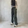 Outdoor fleece-lined cargo pants for women with functional pockets and belt detail - S / Bottoms / Winter Fleece Lined / Army Green