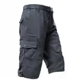 Short cargo pour homme en coton gris foncé avec poches utilitaires et ceinture assortie - Gris foncé
