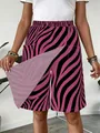 Close-up view of pink and black zebra print skorts for women with an elastic waistband - Red Stripes