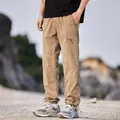 Herren Khaki Schnelltrocknende Cargo-Hose für Wandern und Outdoor, lockere gerade Form. - S / Unterteile / Dunkles Khaki Fleece Verdickt