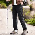 Men's black quick-dry hiking cargo pants with water-repellent and windproof features - S / Bottoms / Black Mid-weight
