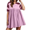 Detailed view of women's casual pink and burgundy striped short-sleeve polo collar dress - S / Top And Bottom / Pink