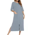 Vestaglia premaman grigio-blu con cerniera, tasche e spacchi laterali comodi - Grigio chiaro