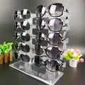 Double row clear acrylic sunglasses display stand holding ten pairs of fashion eyewear - Frosted Double Row 10 Positions