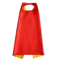 Double-layered red and yellow satin cosplay cape for kids Halloween parties and anime events - 140x90cm / Tops / Red + Yellow