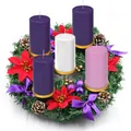 Advent wreath candle holder set with purple and pink pillar candles for Christmas decor - Purple-Red Flower 5 Basin Cups / 30cm
