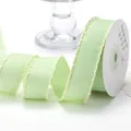 2.5cm mint green scalloped edge grosgrain ribbon for DIY crafts and gift box packaging - 5 Yards/Pack / Light Green Base