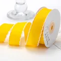 2.5cm bright yellow grosgrain ribbon with white scalloped edges for DIY gift wrapping - 5 Yards/Pack / Bright Yellow with White Edge