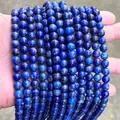 Primo piano di fili di perle tonde in lapislazzuli naturale per la creazione di gioielli - Un Filo 4mm / Circa 90 Perline / Grado 5A Blu Reale