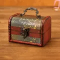 Elegant vintage wooden storage box featuring floral patterns and antique bronze hardware - Cherry Blossom Style (6076E)