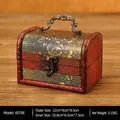 Elegant vintage wooden storage box featuring floral patterns and antique bronze hardware - Cherry Blossom Style (6076E)