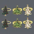 Set of 6 Christmas tree napkin rings in three unique styles for festive table decoration - Christmas Tree Napkin Ring-6 Pieces Set(CS-J781)