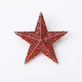 Vintage red rhinestone star brooch pin with detailed size and weight measurements shown - Red (5180-RD)