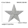 Vintage silver five-pointed star brooch pavé-set with sparkling clear rhinestones - White Gold Plated - White, White Rhinestone 5180-WH