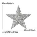 Vintage silver five-pointed star brooch pavé-set with sparkling clear rhinestones - White (5180-WH)