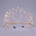 Couronne de mariée élégante en fil doré avec perles de cristal pour mariages et fêtes - Séance photo - Or (TS-J3244G)