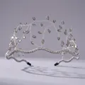 Diadème de mariée élégant avec cristaux gris en forme de goutte et fil d'argent - Séance photo - Gris (TS-J3244GARY)