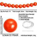 Orange 5.5cm imitation pearl bead string DIY kit for wedding decoration, 10pcs set - 5.5cm, 10 Pieces/Pack / Red