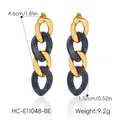 Detailed view of resin twist chain earrings with dimensions and weight info. - Deep Blue (HC-E11048-BE)