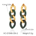 Detailed view of green resin and gold chain links with size and weight specs - Dark Green (HC-E11048-GN-2)
