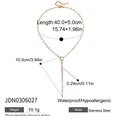 Détails du collier en Y en acier inoxydable doré avec spécifications de taille et poids - Collier en Y Chaîne Épaisse Zirconia (JDN0306027)