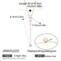 Detailed size chart of an 18k gold-plated stainless steel Y-necklace with cubic zirconia stones. - Mixed Zirconia Design Y-Necklace (JDN0312252)
