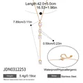 Dimensional view of 18k gold plated stainless steel Y-necklace with zircon. - Triple Oval Zirconia Y-Necklace (JDN0312253)