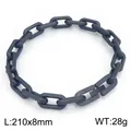 8mm mattschwarzes Edelstahl-O-Link-Kettenarmband für Herren, 210mm Länge - Mattschwarz