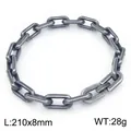 Herren 8mm Edelstahl O-Kettenarmband mit mattem Vintage-Finish, Länge 210mm - Gunmetal