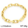 Vergoldetes Herren-Gliederarmband aus Edelstahl, abgeschrägte O-Kette, 8mm breit. - Gold