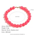 Rosa Harz-Perlenkette mit 18K vergoldetem Edelstahlverschluss für Damen-Schmuck - 17.5mm Rundperle / Rosa runde Perle