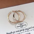 Minimalist classic gold hoop earrings with S925 silver needles for a modern look - 4cm (90#) / Gold