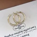 Classic gold plated round hoop earrings with minimalist design - Fashion Hoop Style (91#) / 4cm / Mirror Gold