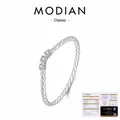 Anillo elegante de plata de ley S925 con tres moissanitas brillantes y diseño trenzado fino - Talla US 5 / 1.20mm*3 Moissanita (2.4 Puntos) / Plateado