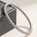 Macro detail of elegant silver-tone twisted rope bangle bracelet displayed on a jewelry box - Twisted Style (46-E-5) / Silver