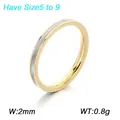 French minimalist 2mm gold stainless steel ring with white shell inlay - Gold