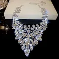 Detailed view of luxury sparkling rhinestone statement necklace for formal banquet occasions. - Necklace - Silver